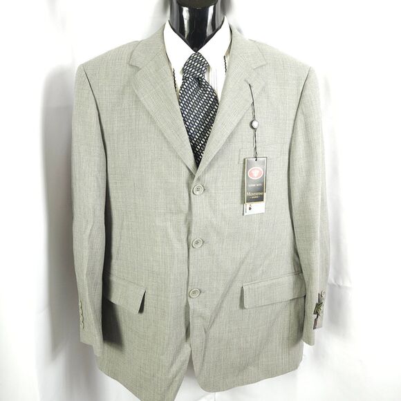 NWT Montefino Uomo Mens 40S Gray Super 120s Wool Sports Coat Blazer - Picture 1 of 13